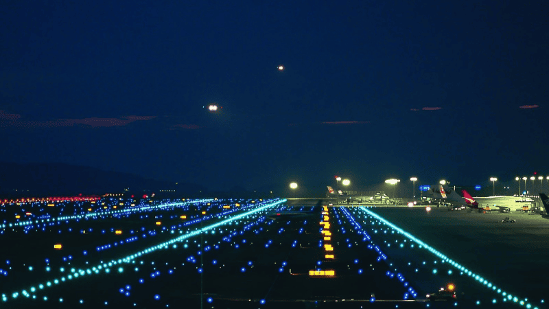 Airport runway lights are also crucial in assisting pilots with navigation. 