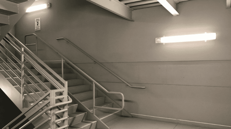 During an emergency, stairways become a crucial navigation point, and proper illumination is important. 