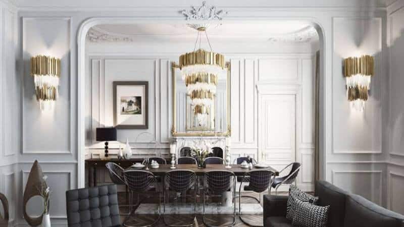 A luxury chandelier hanging in a hall