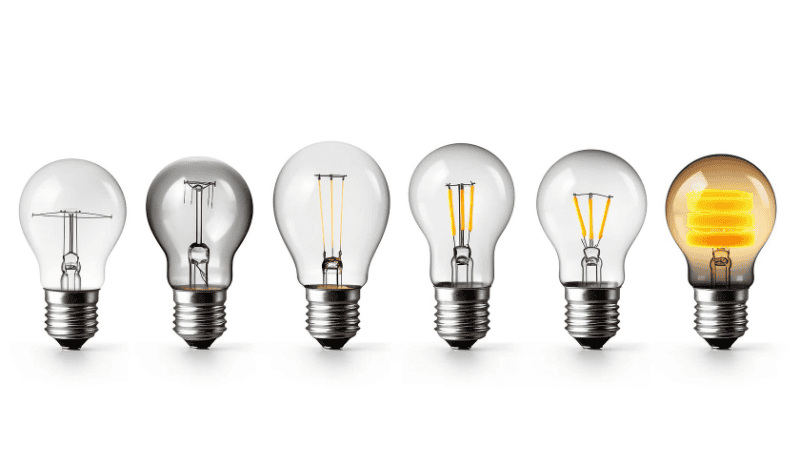 Bunch of light bulbs showing different value of lumen.
