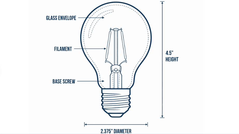 Here's a blueprint-style diagram of an ST19 bulb with the requested labels and dimensions