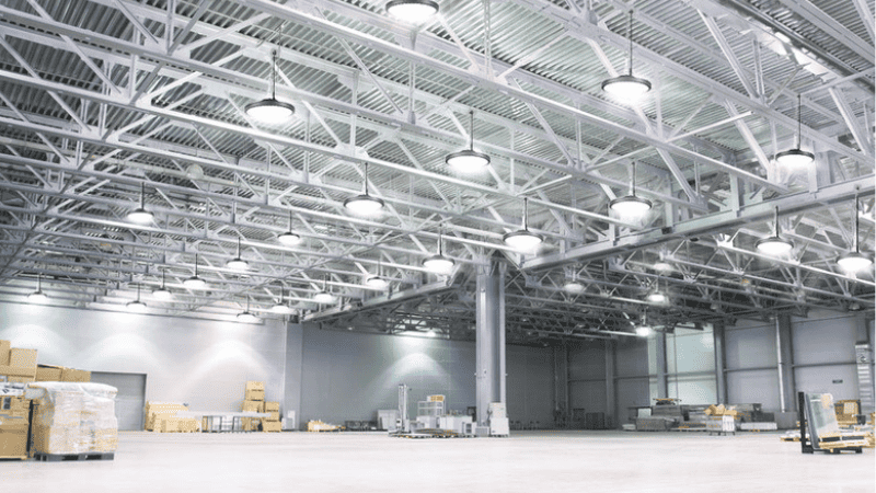 High Bay Lights are ideal for open areas in a warehouse, like loading docks or sorting areas 