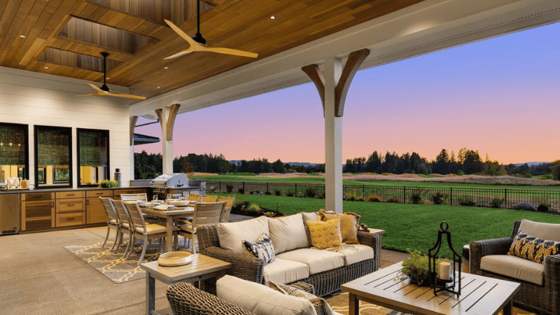 You can get an IR (infrared sensor)-a controlled outdoor fan that operates similarly to a TV remote. 