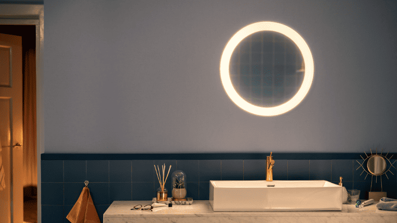 Ideal vanity lighting involves bulbs with a color temperature ranging from 2700K to 4000K