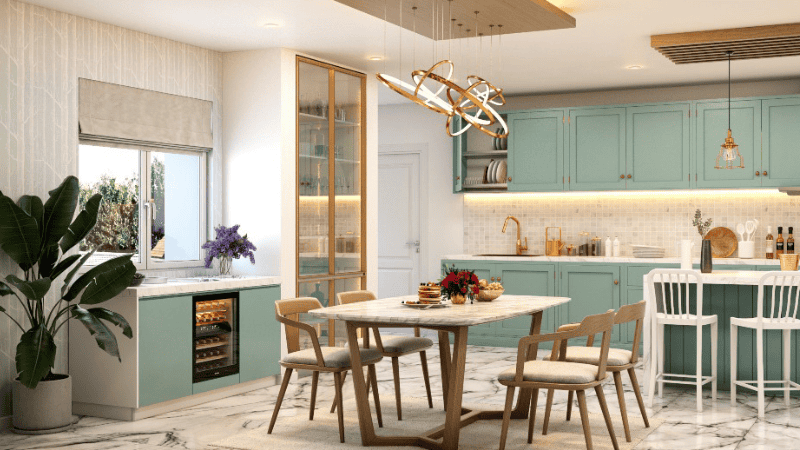 Hanging height should also be considered when hanging chandeliers over a dining table.