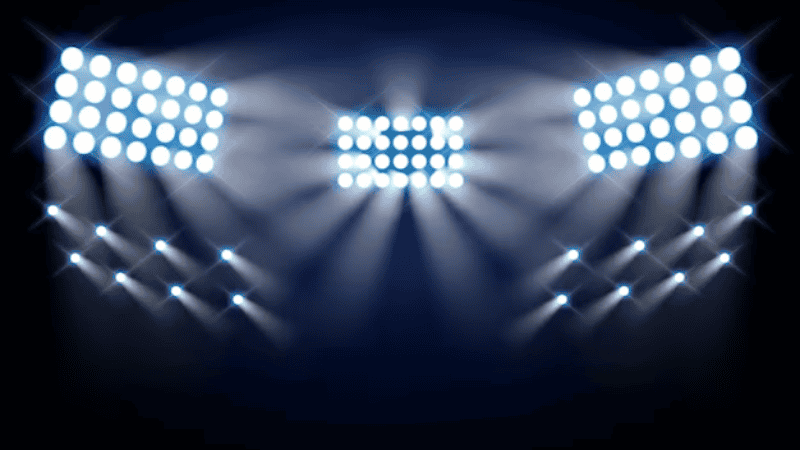 Stadium floodlights front view