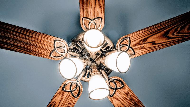 the ceiling fan with the led lights  is made from the wood