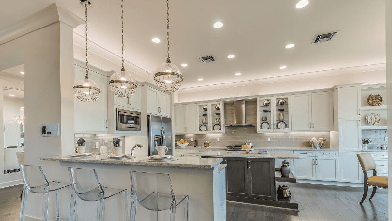 Warm white chandelier in the living room application