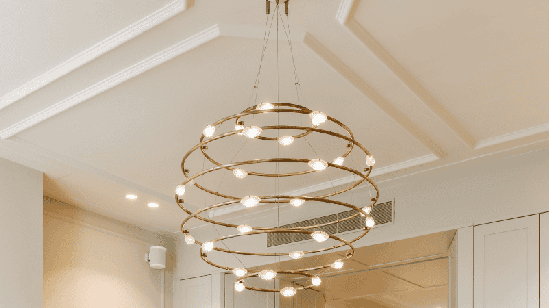 A flush-mounted fixture in a room.