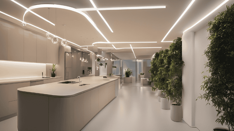 High brightness in a space by 5000K light bulbs.