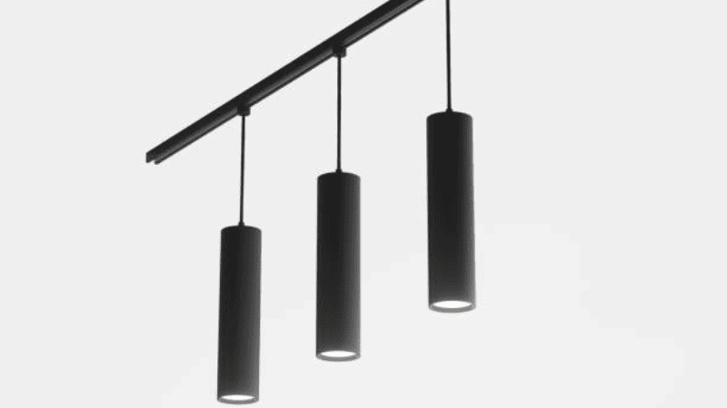Lights fixtures with magnetic bases fit in magnetic track rail. 