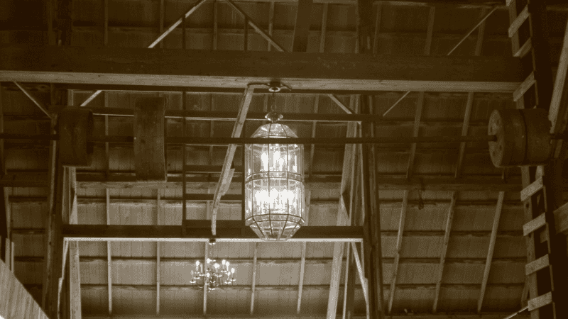 the ceiling lights in the farmhouse