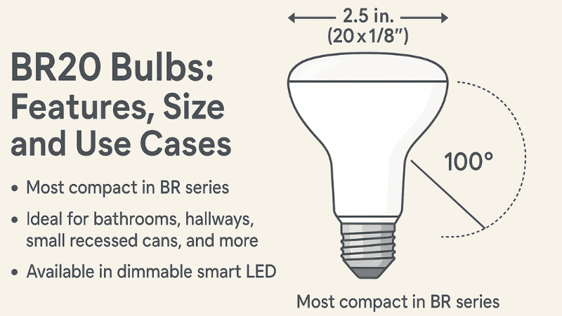 the picture explain the BR20's features, size, and use cases.