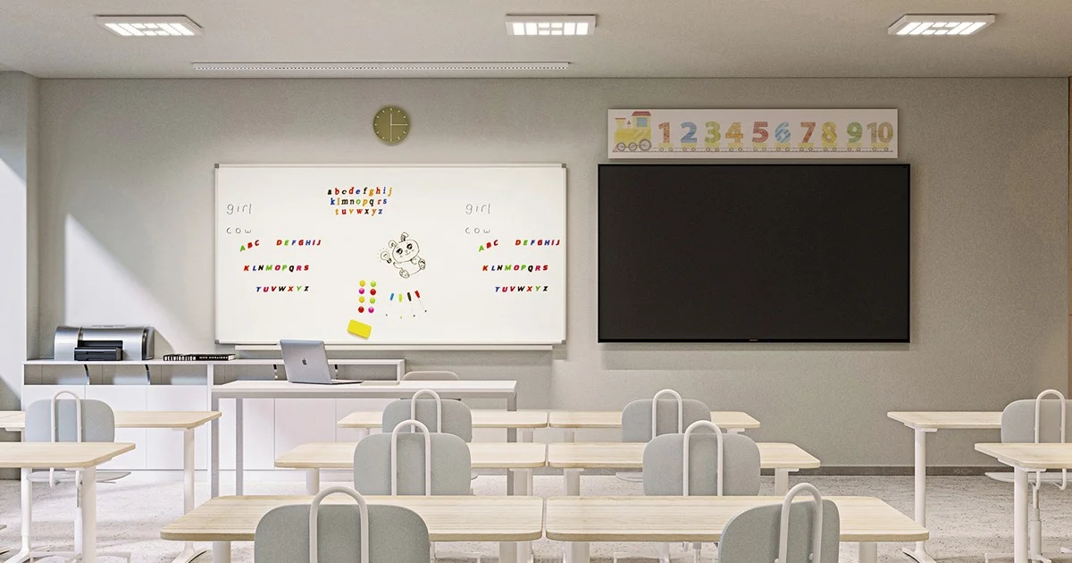 Cool white and daylight lights in classrooms