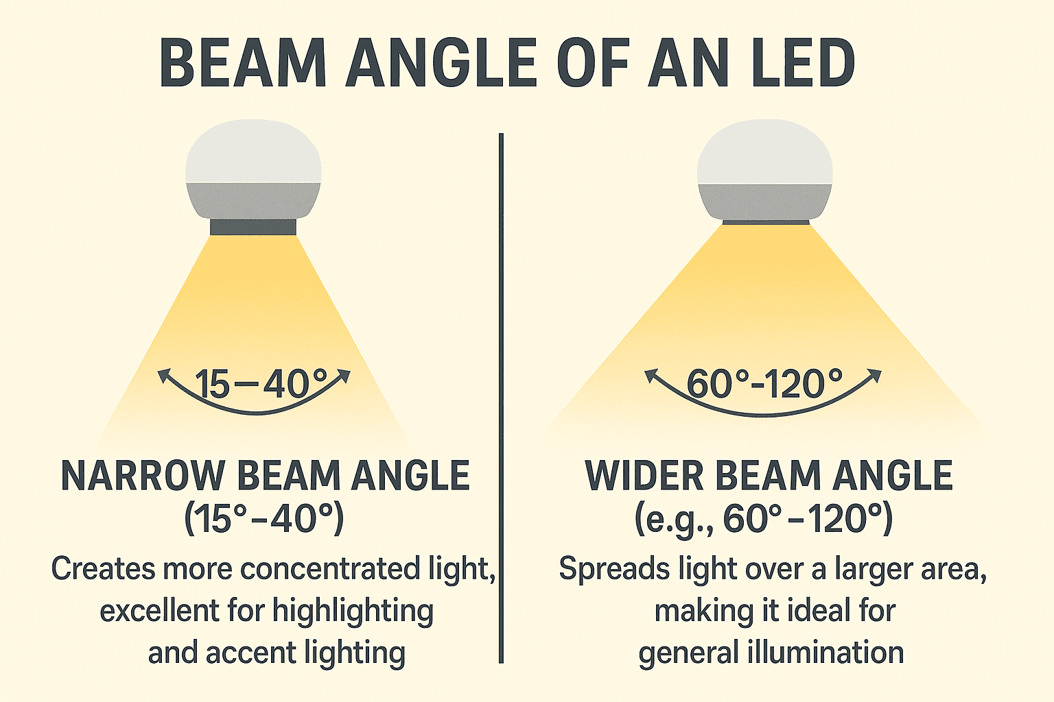 the image to explain the beam angle of an led