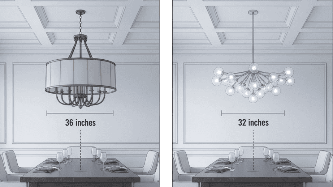 The influence of chandelier style on height: Heavy chandeliers can be hung higher, while simple and transparent chandeliers can be lowered appropriately.