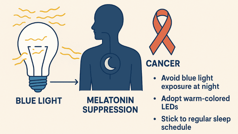 the image explain "The Link Between LED Lights and Cancer"