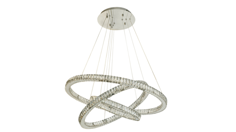 A simple silver-white crystal chandelier